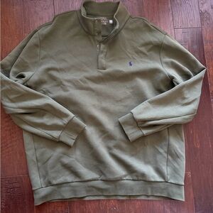 Polo by Ralph Lauren Olive Green Snap Mock-Neck Pullover